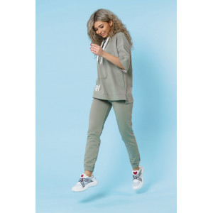 Костюм двойка женский 866 футер с лайкрой (р-ры: 44-58) светлая олива