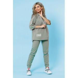 Костюм двойка женский 866 футер с лайкрой (р-ры: 44-58) светлая олива