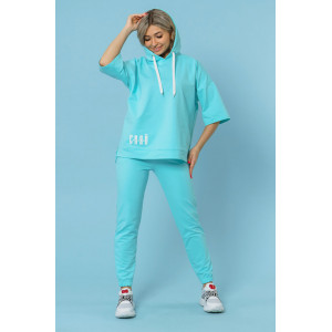 Костюм двойка женский 866 футер с лайкрой (р-ры: 44-58) ментол