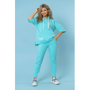 Костюм двойка женский 866 футер с лайкрой (р-ры: 44-58) ментол