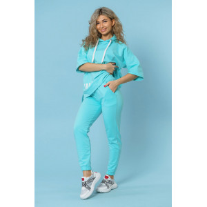 Костюм двойка женский 866 футер с лайкрой (р-ры: 44-58) ментол