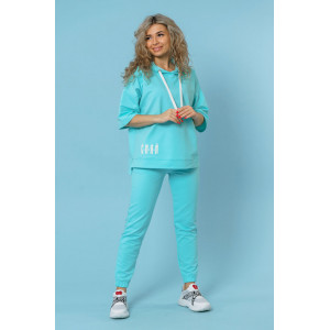 Костюм двойка женский 866 футер с лайкрой (р-ры: 44-58) ментол