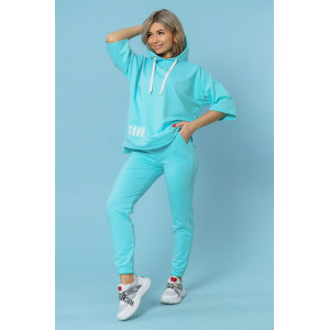 Костюм двойка женский 866 футер с лайкрой (р-ры: 44-58) ментол