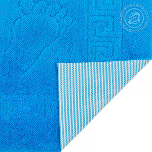 Коврик для ног махровый на резиновой основе "Ножки" голубой