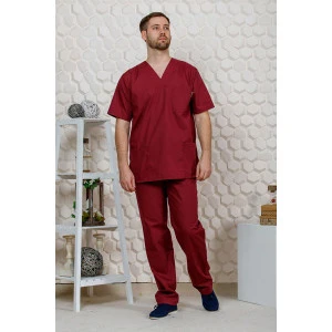 Костюм медицинский хирургический мужской М-150(14) тиси (р-ры: 40-66) бордо Костюм медицинский хирургический мужской М-150(14) тиси (р-ры: 40-66) бордо