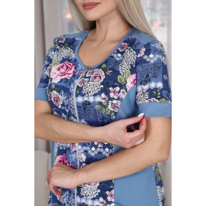 Халат женский Х434 кулирка (р-ры: 50-74) синий