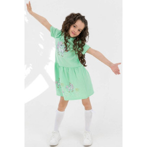 Платье детское "Блестяшки" хлопок+лайкра (р-ры: 92-134) зеленый