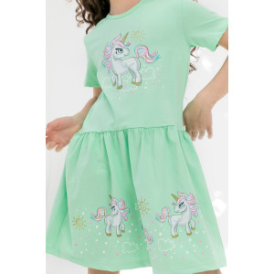 Платье детское "Блестяшки" хлопок+лайкра (р-ры: 92-134) зеленый