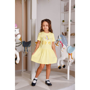 Платье детское "Единорожка" кулирка с лайкрой (р-ры: 92-134) желтый