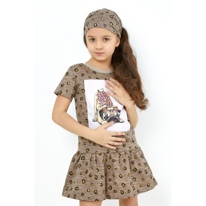 Платье детское "Мопсик Кори" кулирка (р-ры: 92-134) коричневый