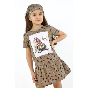 Платье детское "Мопсик Кори" кулирка (р-ры: 92-134) коричневый