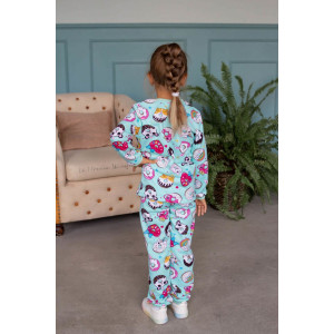 Пижама детская "Вкусняшки" футер с начесом (р-ры: 92-134) мятный