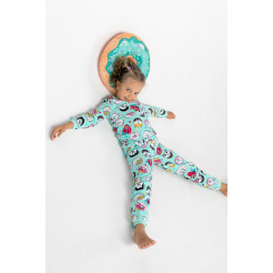 Пижама детская "Вкусняшки" футер с начесом (р-ры: 92-134) мятный