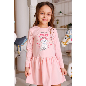 Платье детское "Мама кошечка" кулирка с лайкрой (р-ры: 92-134) розовый