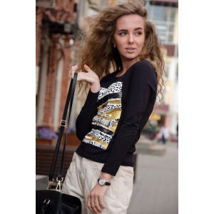 Туника женская №7243 кулирка с лайкрой пенье (последний размер) черный 42,48