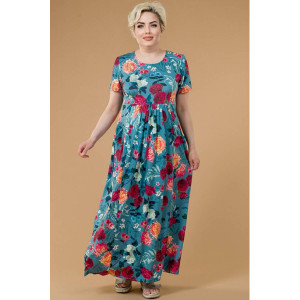 Платье женское "Ирэн" А-4807 масло диджитал (р-ры: 52-64) хризантемы