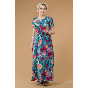 Платье женское "Ирэн" А-4807 масло диджитал (р-ры: 52-64) хризантемы