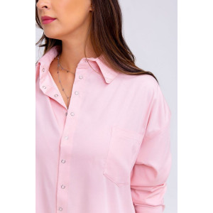 Рубашка женская №311PNK джинса софт облегченная (р-ры: 46-56) розовый