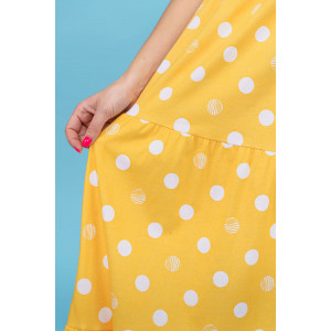 Платье женское 824 кулирка (р-ры: 46-60) горох желтый