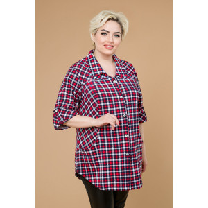 Рубашка женская "Шелли" А-4822 кулирка (р-ры: 54-76) квадраты