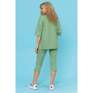 Костюм двойка женский 870 футер с лайкрой (р-ры: 44-58) олива