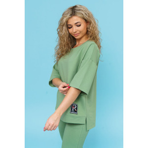 Костюм двойка женский 870 футер с лайкрой (р-ры: 44-58) олива