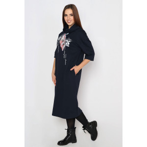 Платье женское "Бант" футер (р-ры: 44-58) темно-синий