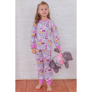Пижама детская "Мишка" интерлок (р-ры: 98-122) розовый