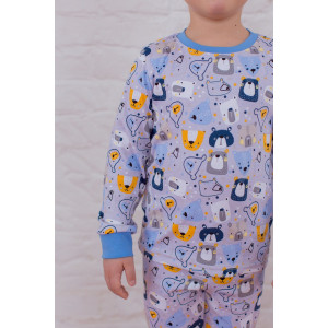 Пижама детская "Мишка" интерлок (р-ры: 98-122) голубой
