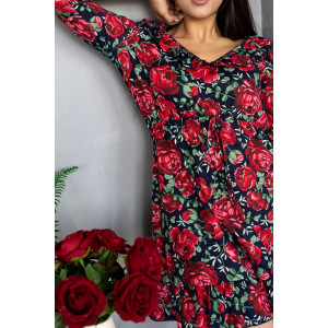 Платье женское П 051-9 кулирка (последний размер) розы 42,46
