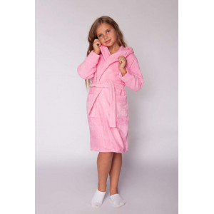 Халат детский махровый с капюшоном и вышивкой "Стиляги" для девочки (р-ры: 32-42) розовый