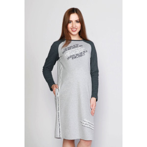 Платье женское "Инсайт" футер (р-ры: 44-58) серый меланж