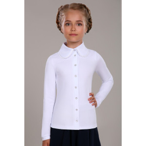 Блузка школьная "Агата" хлопок с лайкрой (р-ры: 122-164) белый