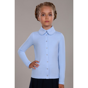 Блузка школьная "Агата" хлопок с лайкрой (р-ры: 122-164) светло-голубой
