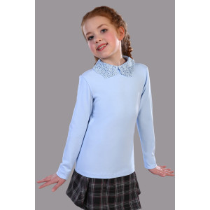Блузка школьная "Марта" хлопок с лайкрой (р-ры: 122-164) светло-голубой