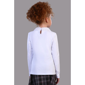 Блузка школьная "Марта" хлопок с лайкрой (р-ры: 122-164) белый