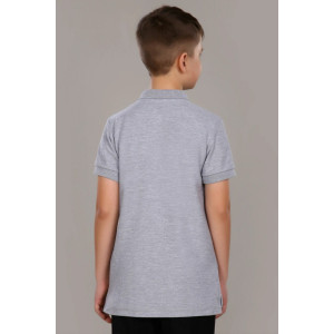 Рубашка-поло школьная "Артем" пике (р-ры: 122-176) меланжево-серый