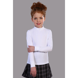 Блузка школьная "Дженифер" трикотаж (р-ры: 122-164) белый