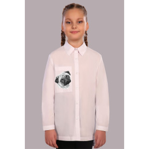 Рубашка-блузка школьная JL-11197 трикотаж (р-ры: 134-176) белый