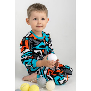 Пижама детская "Колючий" футер с начесом (р-ры: 92-146) бирюзовый