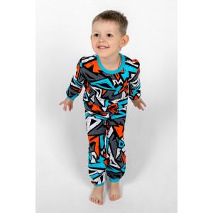 Пижама детская "Колючий" футер с начесом (р-ры: 92-146) бирюзовый
