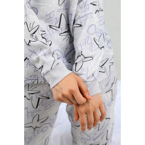 Пижама женская "Секрет" футер 2-х нитка с начесом (р-ры: 42-52) серый