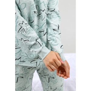 Пижама женская "Секрет" футер 2-х нитка с начесом (р-ры: 42-52) зеленый