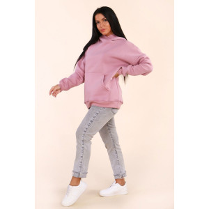 Худи женское oversize 449 "HeiZe" футер 3-х нитка с начесом (р-ры: 46-56) пудра