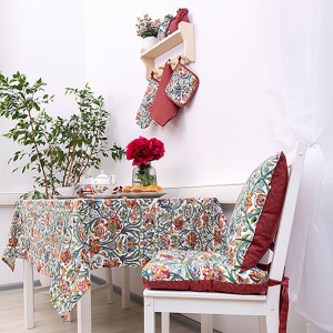 Сидушка на стул с завязками двухсторонняя "Радушная хозяйка" рогожка "Дивный сад"