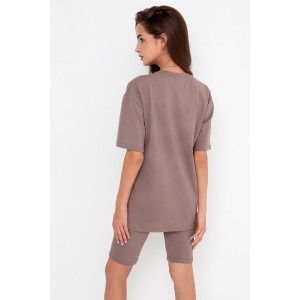 Костюм двойка женский №1431/5 кулирка с лайкрой (р-ры: 42-58) розово-коричневый