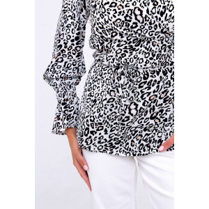 Блузка женская №319WHT штапель (р-ры: 44-52) белый леопард