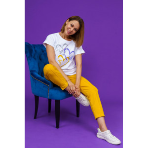 Костюм двойка женский 874 кулирка с лайкрой пенье+футер с лайкрой 2-х нитка (р-ры: 46-58) горчица