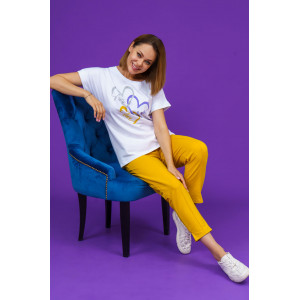 Костюм двойка женский 874 кулирка с лайкрой пенье+футер с лайкрой 2-х нитка (р-ры: 46-58) горчица