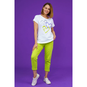 Костюм двойка женский 874 кулирка с лайкрой пенье+футер с лайкрой 2-х нитка (р-ры: 46-58) фисташка